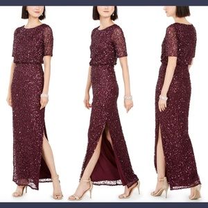 NWT Adrianna Papell‎ Blouson Sequin Gown cassie